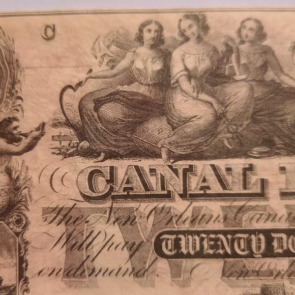 Canal Bank New Orleans $20 Obsolete Banknote From the 1850s - Picture 3 of 7